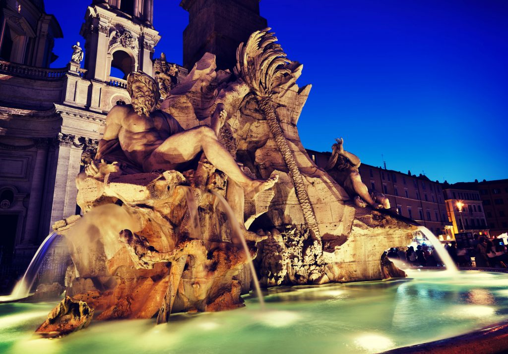 Piazza Navona, with its beautiful baroque palaces and magnificent fountains